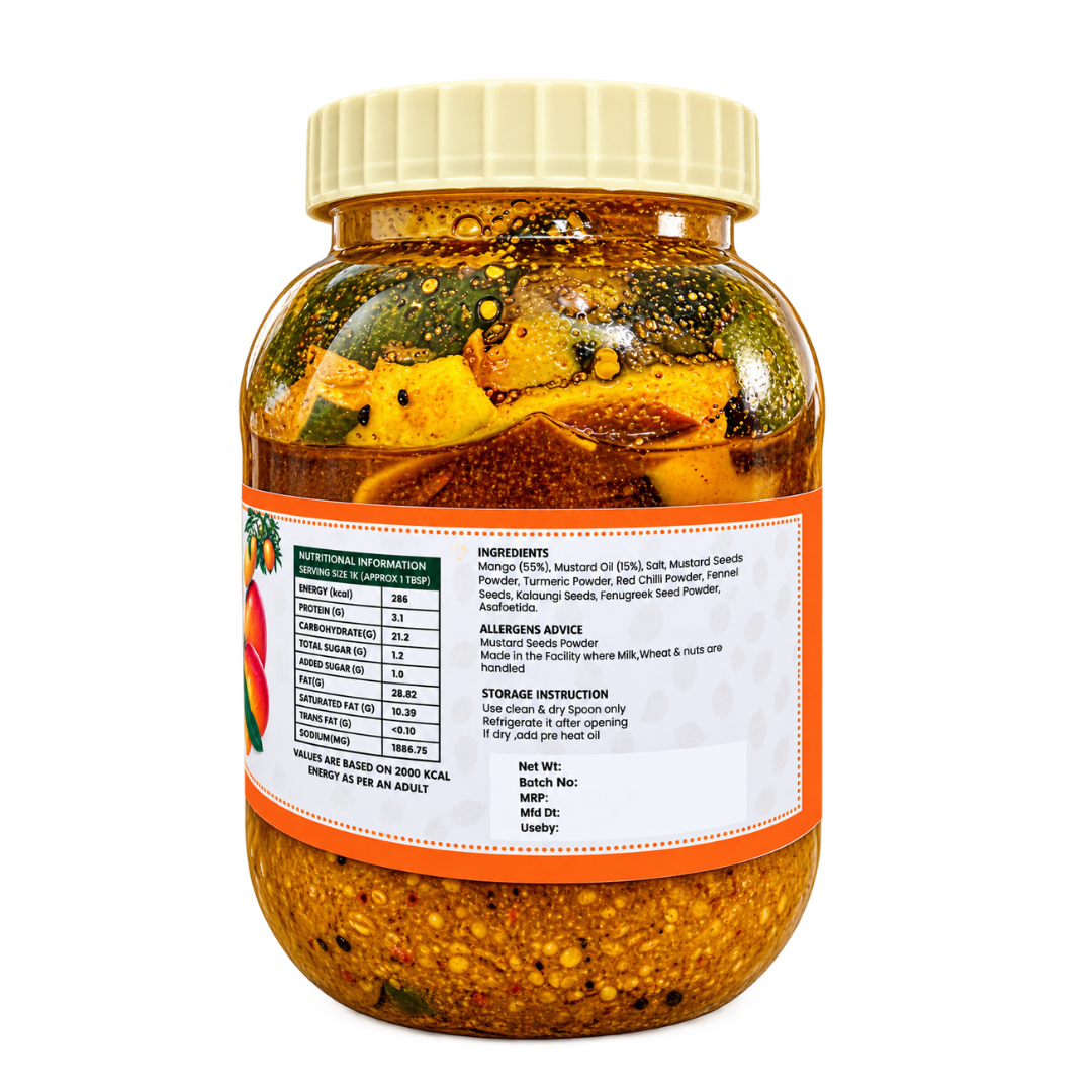 Millet Yard Premium Traditional Aam Ka Achaar ( Mango Pickle) – Authentic Indian Homemade Style Mango Pickle | 1 kg