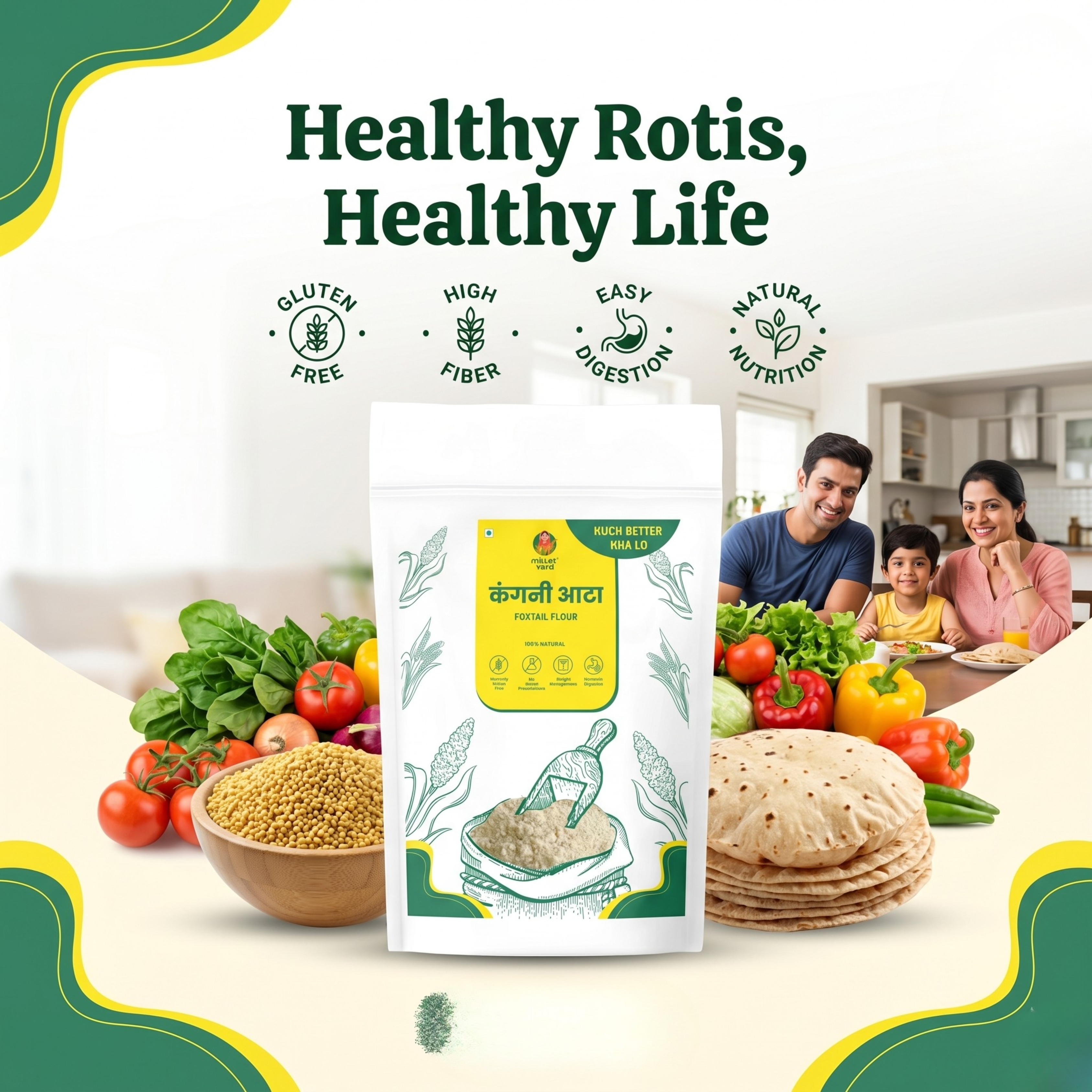 Millet Yard Foxtail Millet Atta| Pack of 2