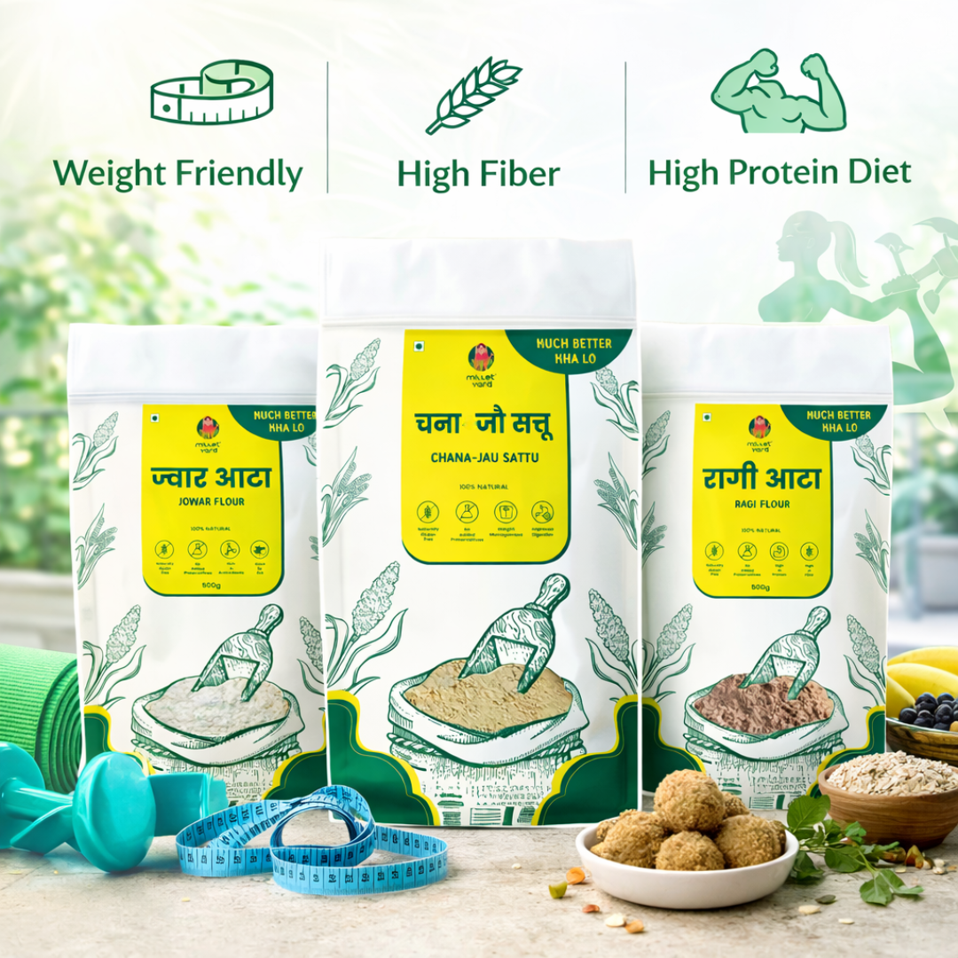 Summer Essential Combo – Jowar, Ragi & Chana Jau Sattu (500g each)