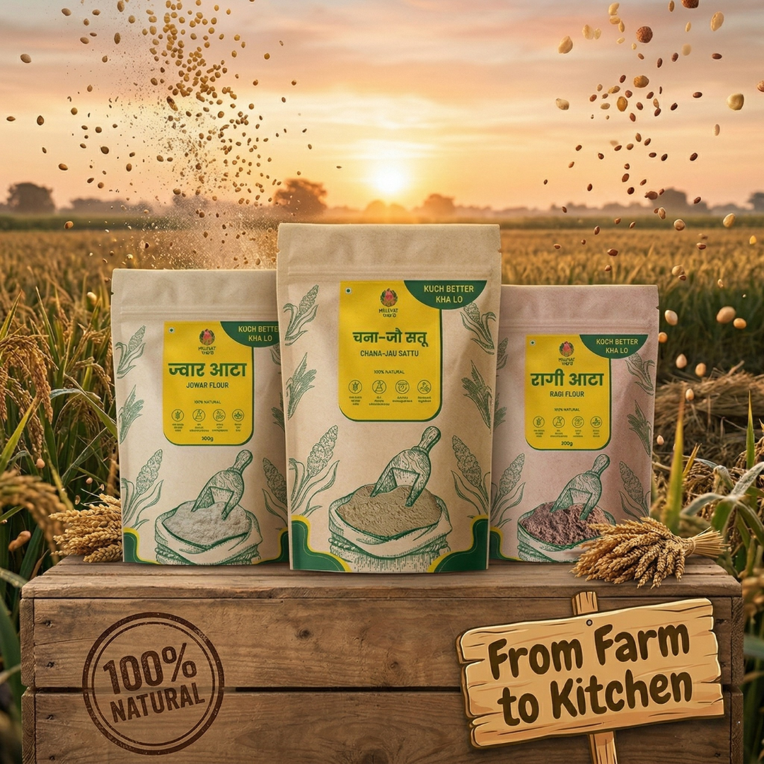 Summer Essential Combo – Jowar, Ragi & Chana Jau Sattu (500g each)