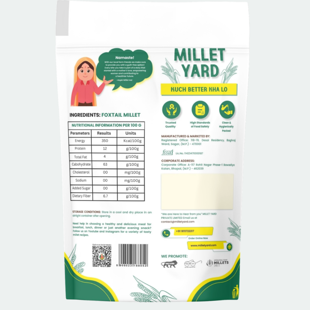 Millet Yard Millets 1.5 kg Natural Grains Combo Pack of 3 | Foxtail 500g, Kodo 500g, Little 500g | Nutrient Powerhouse, High Protein & 100% More Fibre Mixed Millet (1.5 kg, Pack of 3)