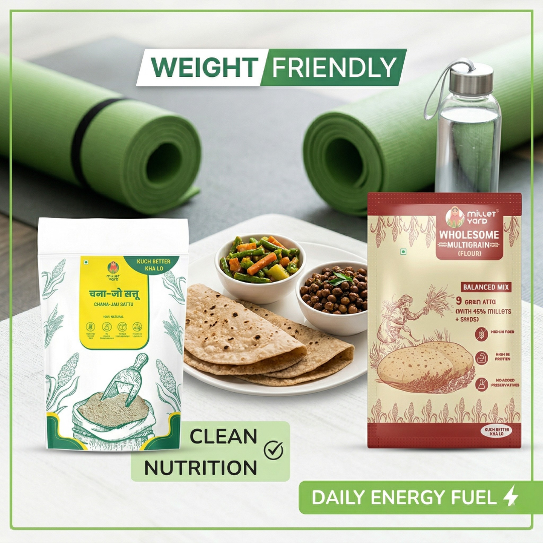 Energy Booster Combo – Wholesome Multigrain Flour (1 kg) + Chana Jau Sattu (400 gm)