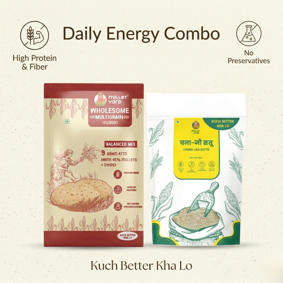 Energy Booster Combo – Wholesome Multigrain Flour (1 kg) + Chana Jau Sattu (400 gm)