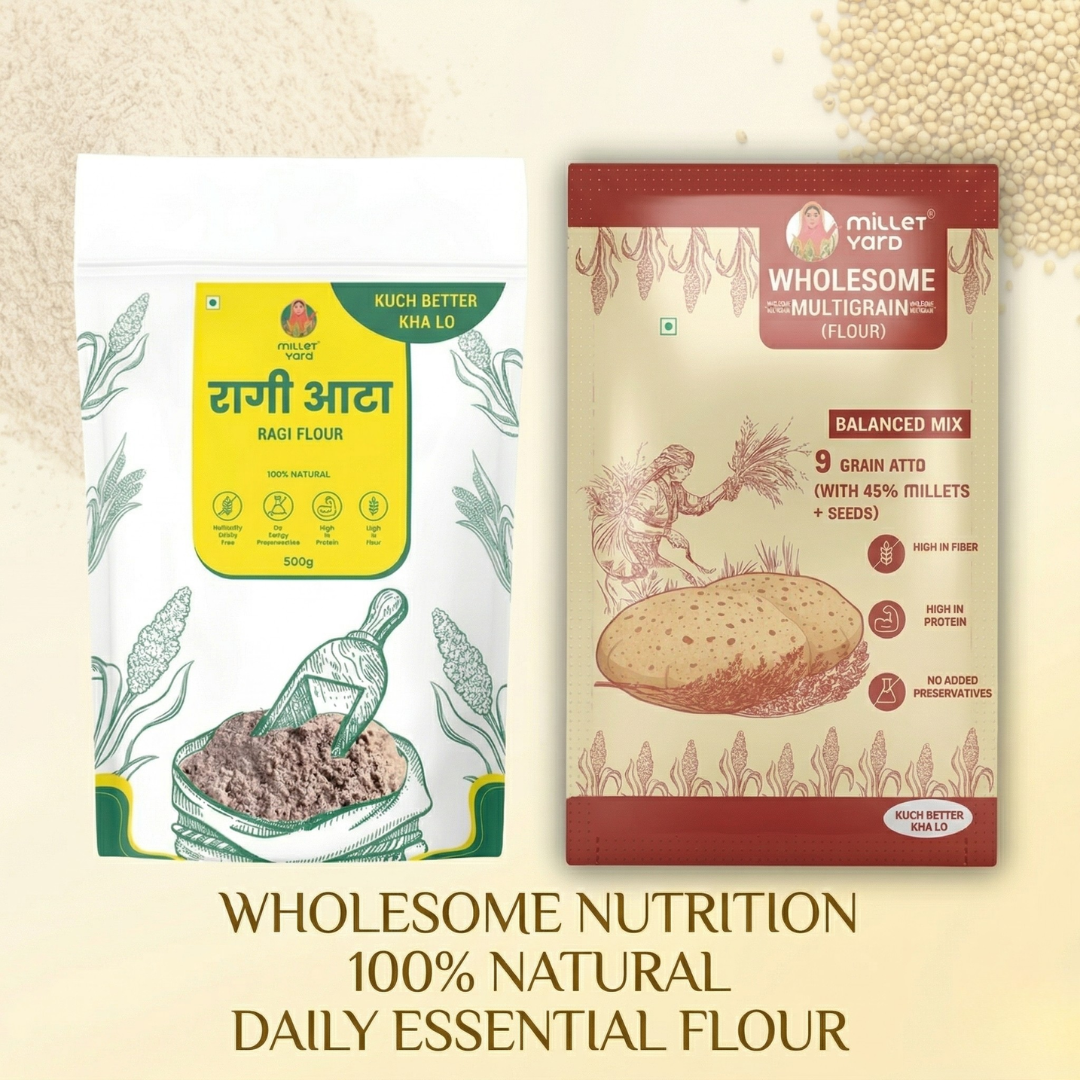 The Nutrient Pair – Wholesome Multigrain Flour (1kg) & Ragi Flour (1kg)