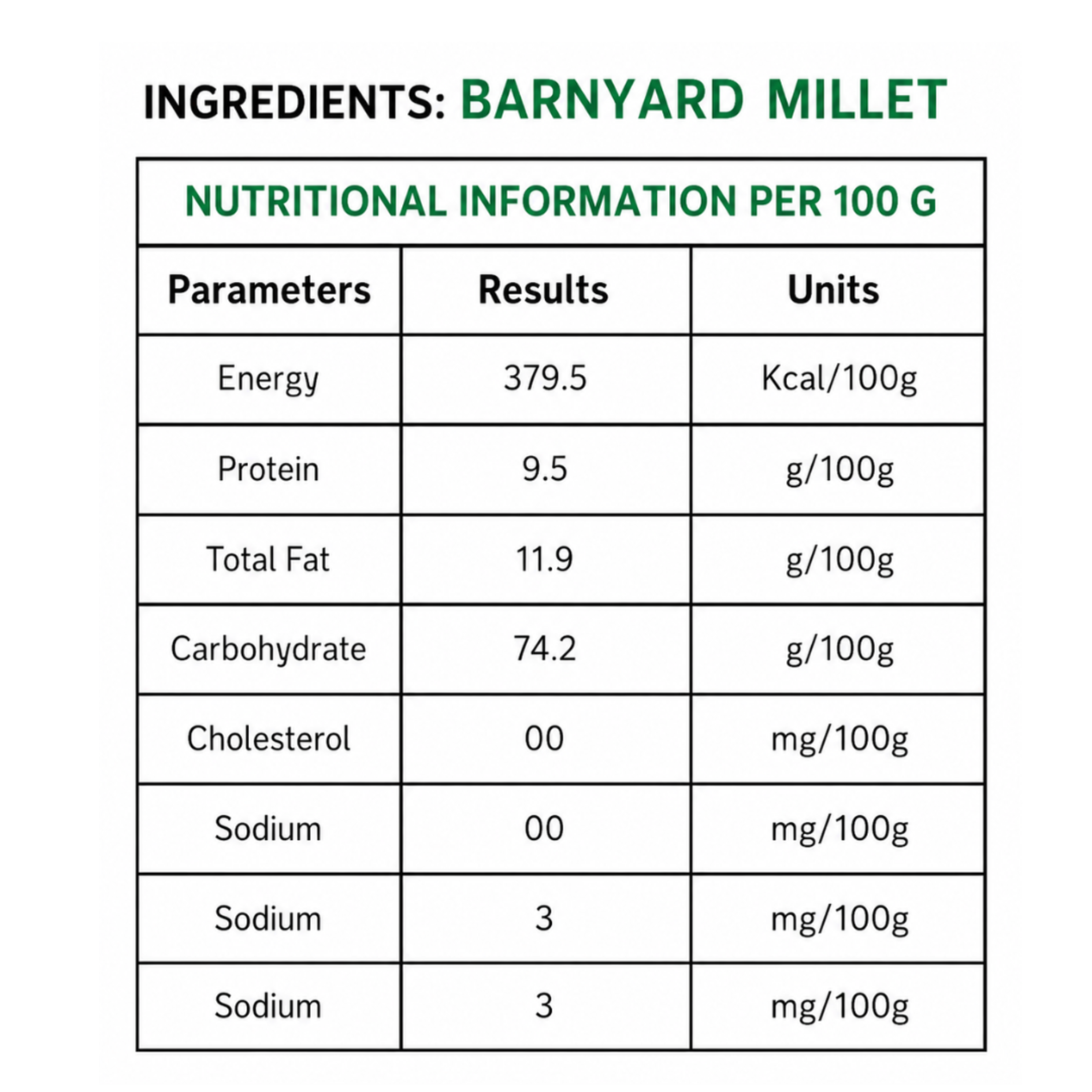 Kodo 500g, Little millet 500g, Barnyard millet 500g
