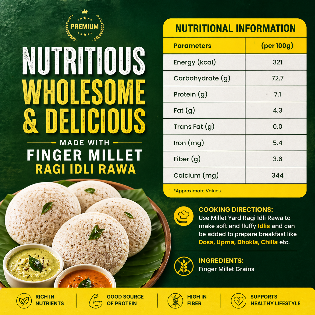 Gut Friendly Combo – Jowar Idli Rawa (500g) + Ragi Idli Rawa (500g)