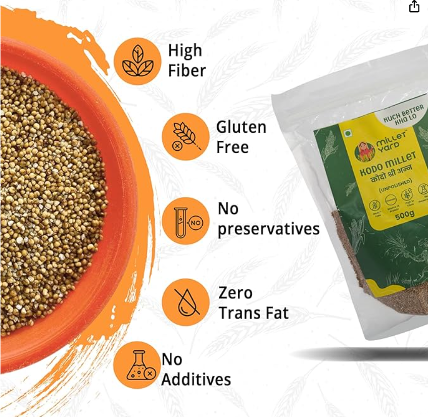 MILLET YARD Foxtail Millet,Barnyard Millet,Kodo,Little Millet Gluten Free I Each - 500 Gm