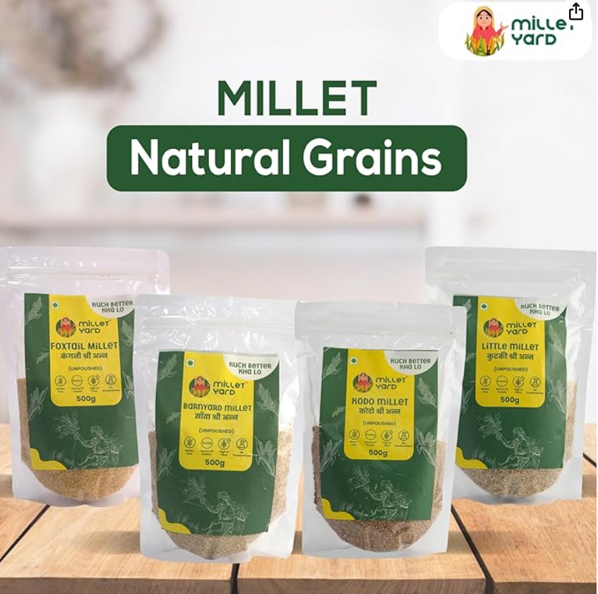 MILLET YARD Foxtail Millet,Barnyard Millet,Kodo,Little Millet Gluten Free I Each - 500 Gm