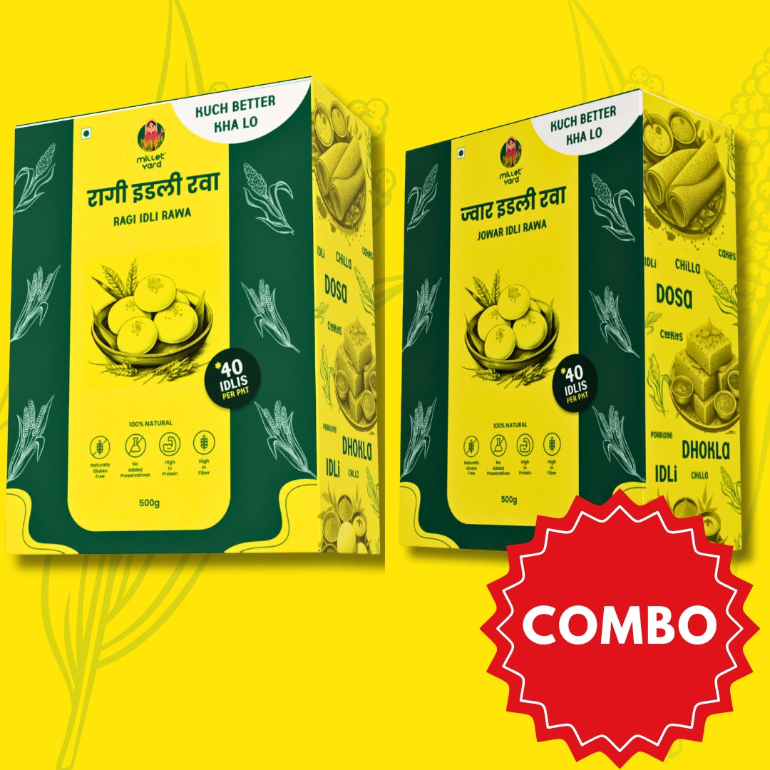 Idli Rawa Duo: Jowar and Ragi (Pack of 2 x 500g)