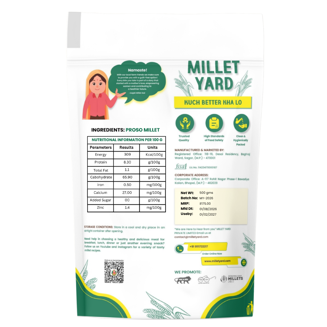Proso Millet 500g | High Fibre & Wholesome Natural Grain | Unpolished