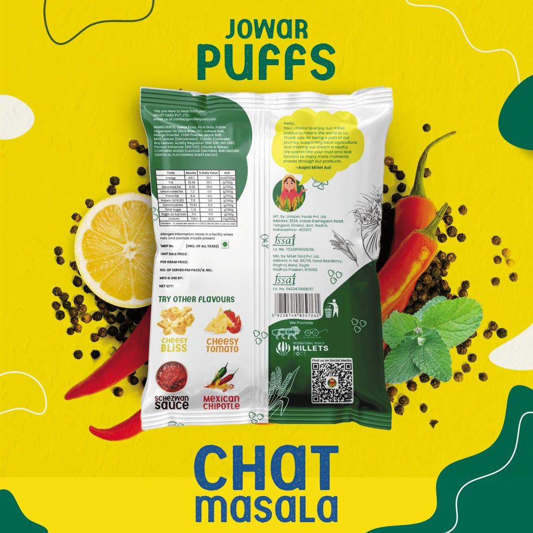 Pack of 10 - Chat Masala - Jowar Puffs