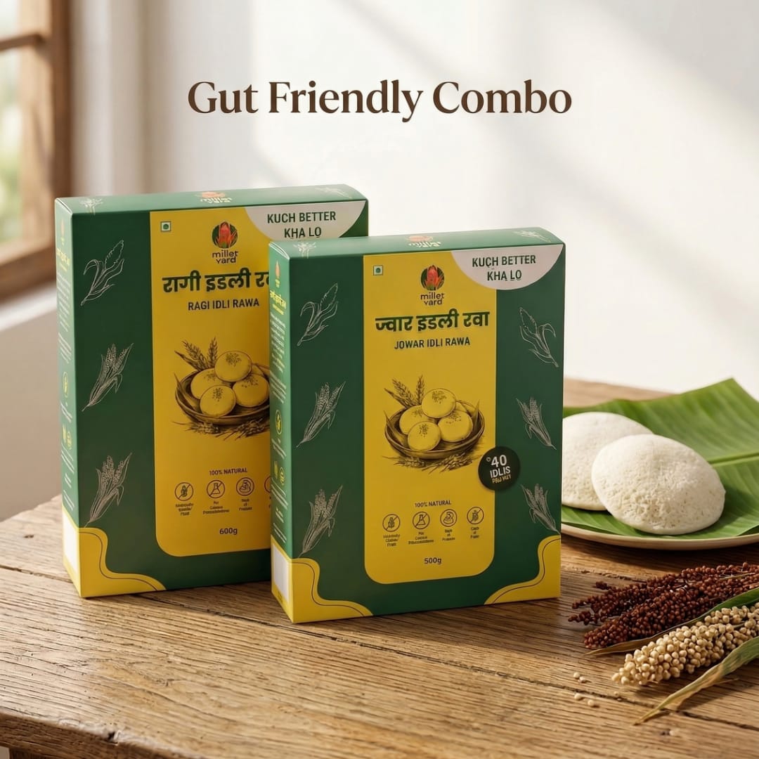 Gut Friendly Combo – Jowar Idli Rawa (500g) + Ragi Idli Rawa (500g)