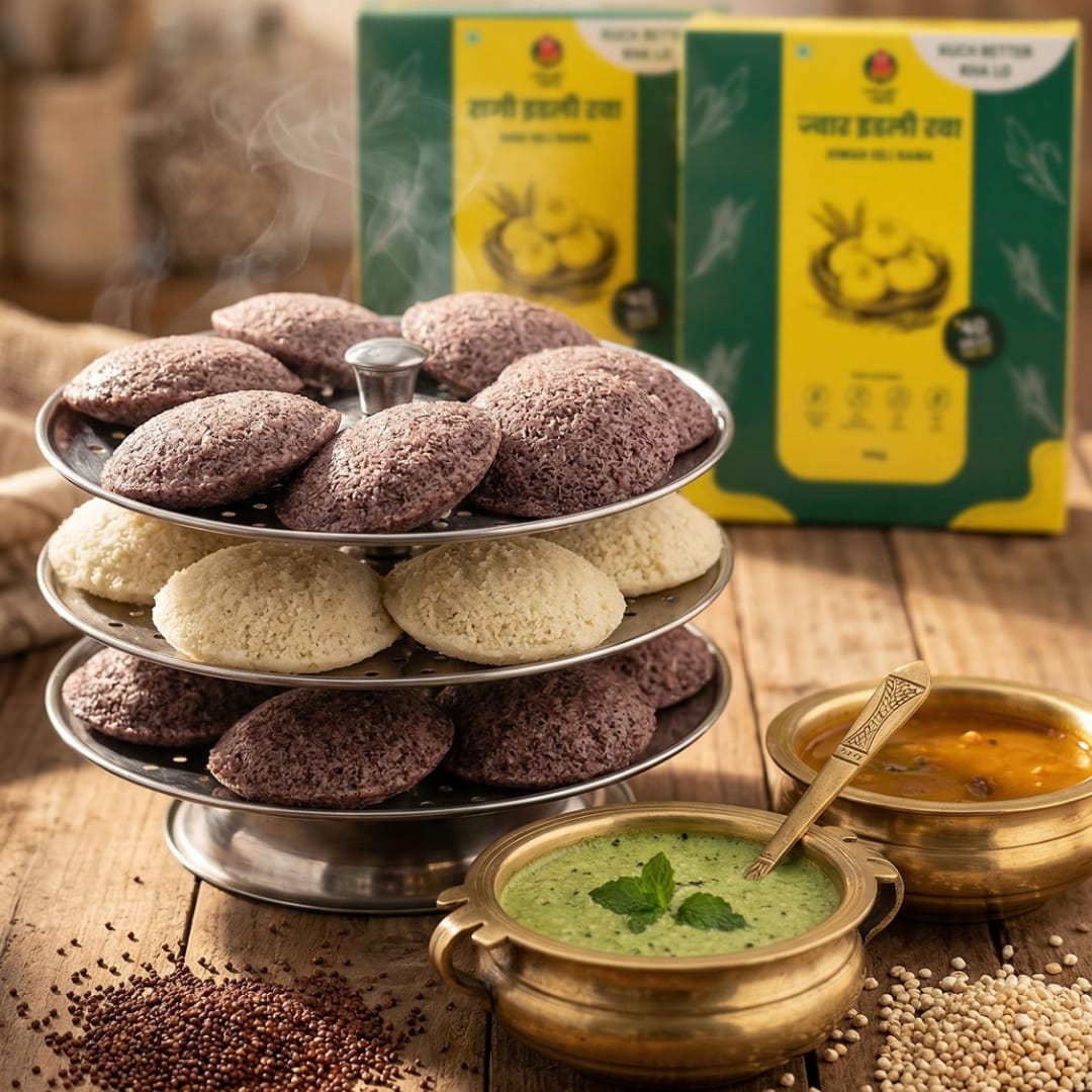 Gut Friendly Combo – Jowar Idli Rawa (500g) + Ragi Idli Rawa (500g)