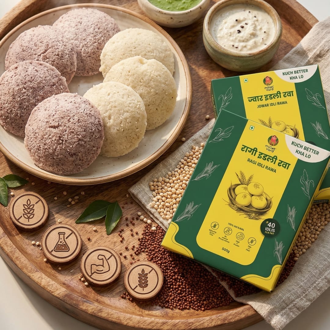 Gut Friendly Combo – Jowar Idli Rawa (500g) + Ragi Idli Rawa (500g)